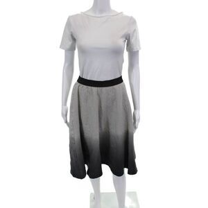 Maille Womens Pull On Knee Length A Line Skirt Gray Black Ombre Wool Size Small